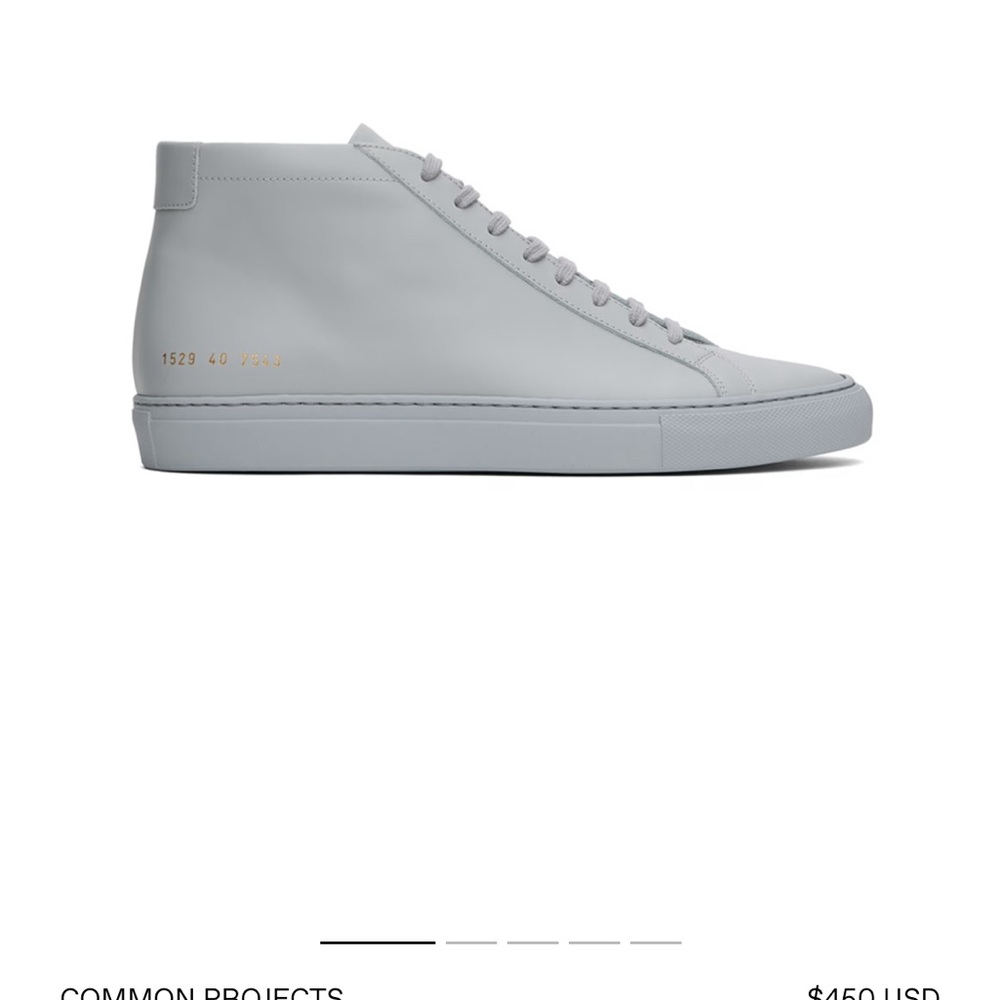 Common Projects Gray Minimalist High-Top Sneakers